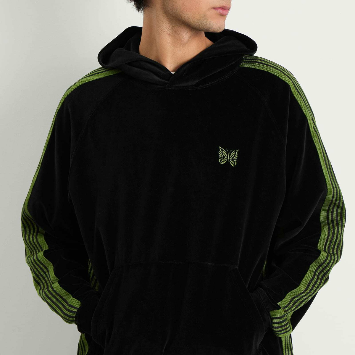 Needles Men's Velour Track Hoodie in Black