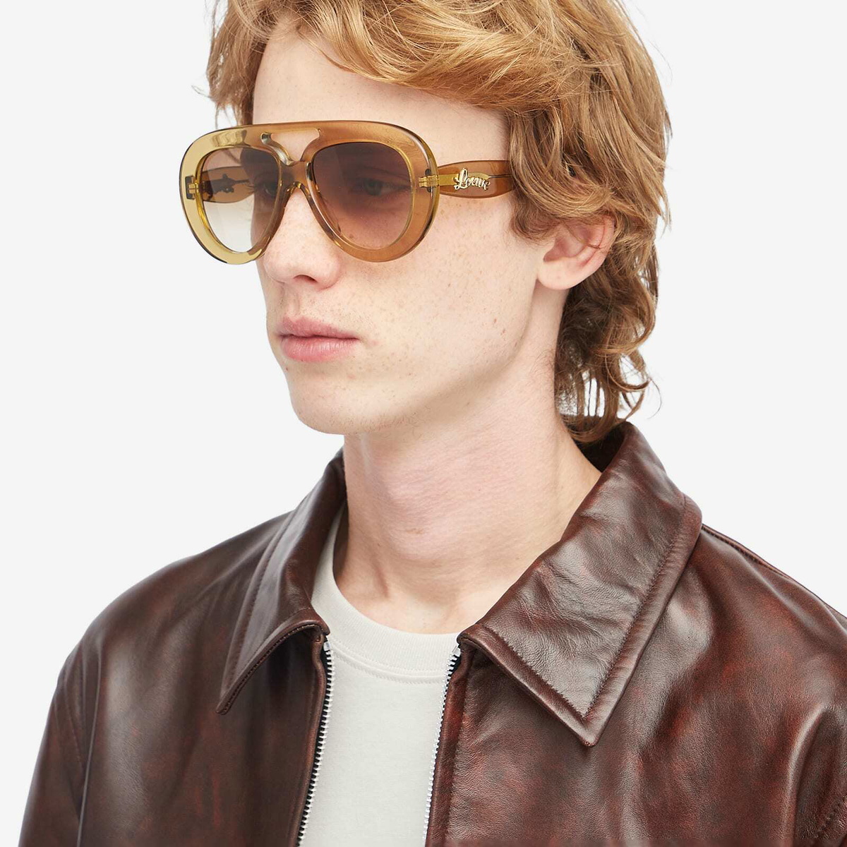 Loewe Eyewear Loewe Acetate Curvy Sunglasses in Shiny Dark