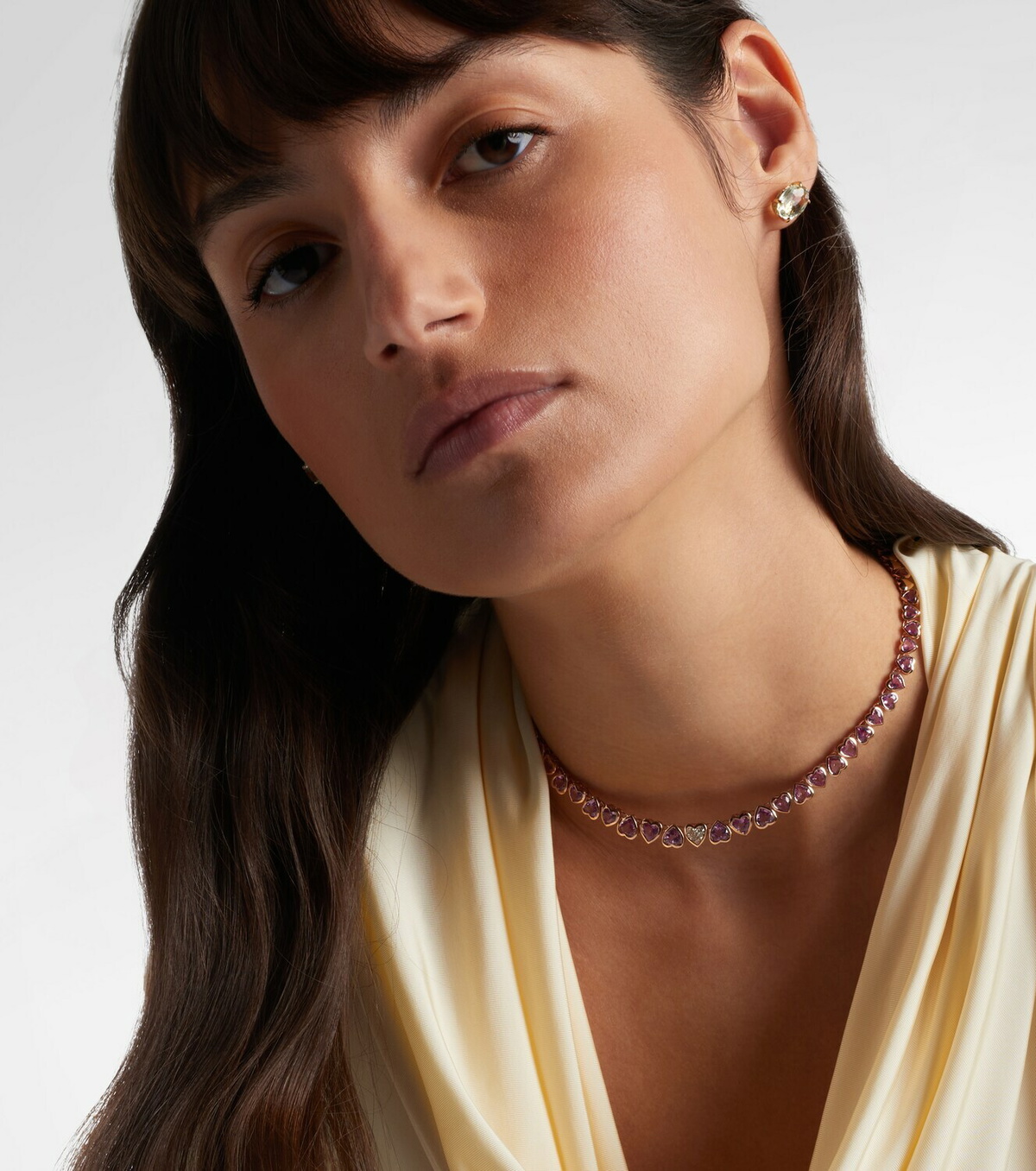 Shay Jewelry Tennis 18kt rose gold necklace with sapphires and diamond