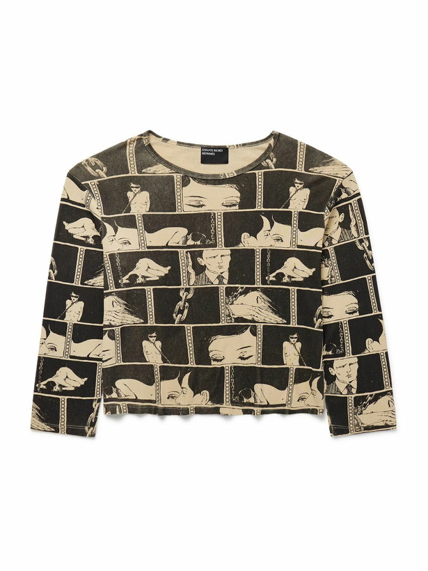 Photo: Enfants Riches Déprimés - Diary Cropped Printed Cotton-Jersey T-Shirt - Black