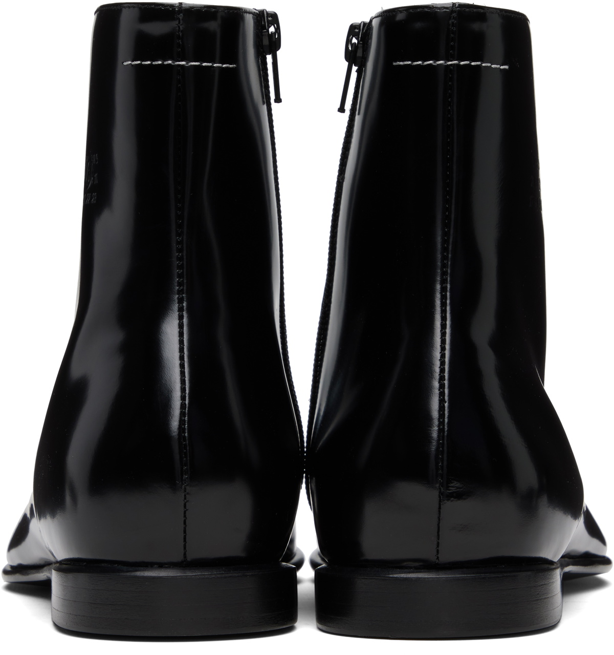 MM6 Maison Margiela Black Leather Ankle Boots