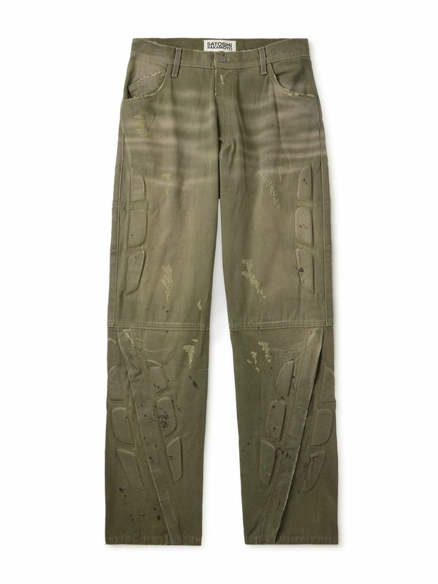 Photo: Satoshi Nakamoto - Enduro Straight-Leg Padded Distressed Jeans - Green