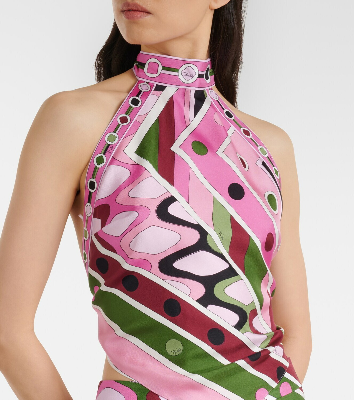 Pucci Vivara halterneck silk satin top