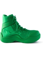Bottega Veneta - Leather-Trimmed Nylon Hiking Boots - Green