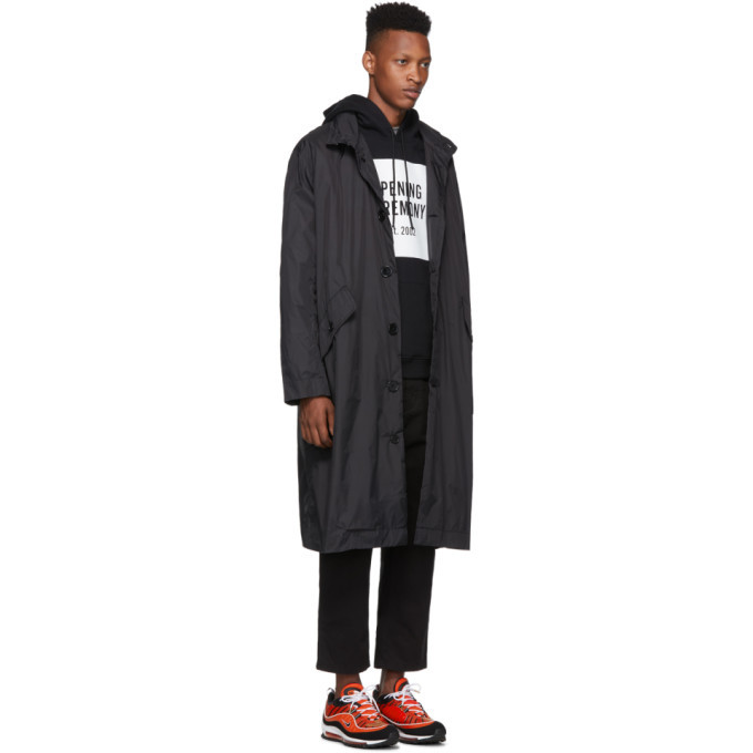 Opening Ceremony Black Nylon Logo Trench Coat Opening Ceremony