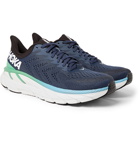 Hoka One One - Clifton 7 Rubber-Trimmed Mesh Running Sneakers - Blue