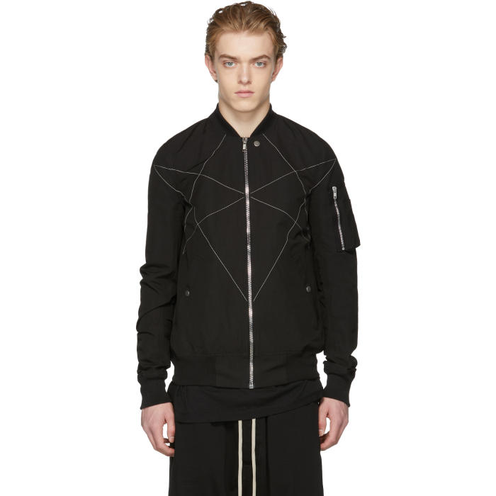 Rick Owens Drkshdw Black Cross Hexagon Flight Jacket Rick Owens