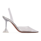 Amina Muaddi Silver Glass Holli Heels