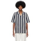 AMI Alexandre Mattiussi Beige and Navy Striped Shirt