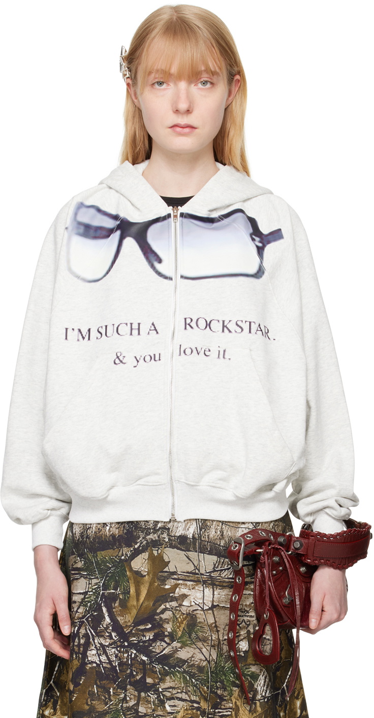 Praying SSENSE Exclusive Gray 'Rockstar' Hoodie Praying