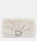 Roger Vivier Viv Choc embellished faux shearling wallet