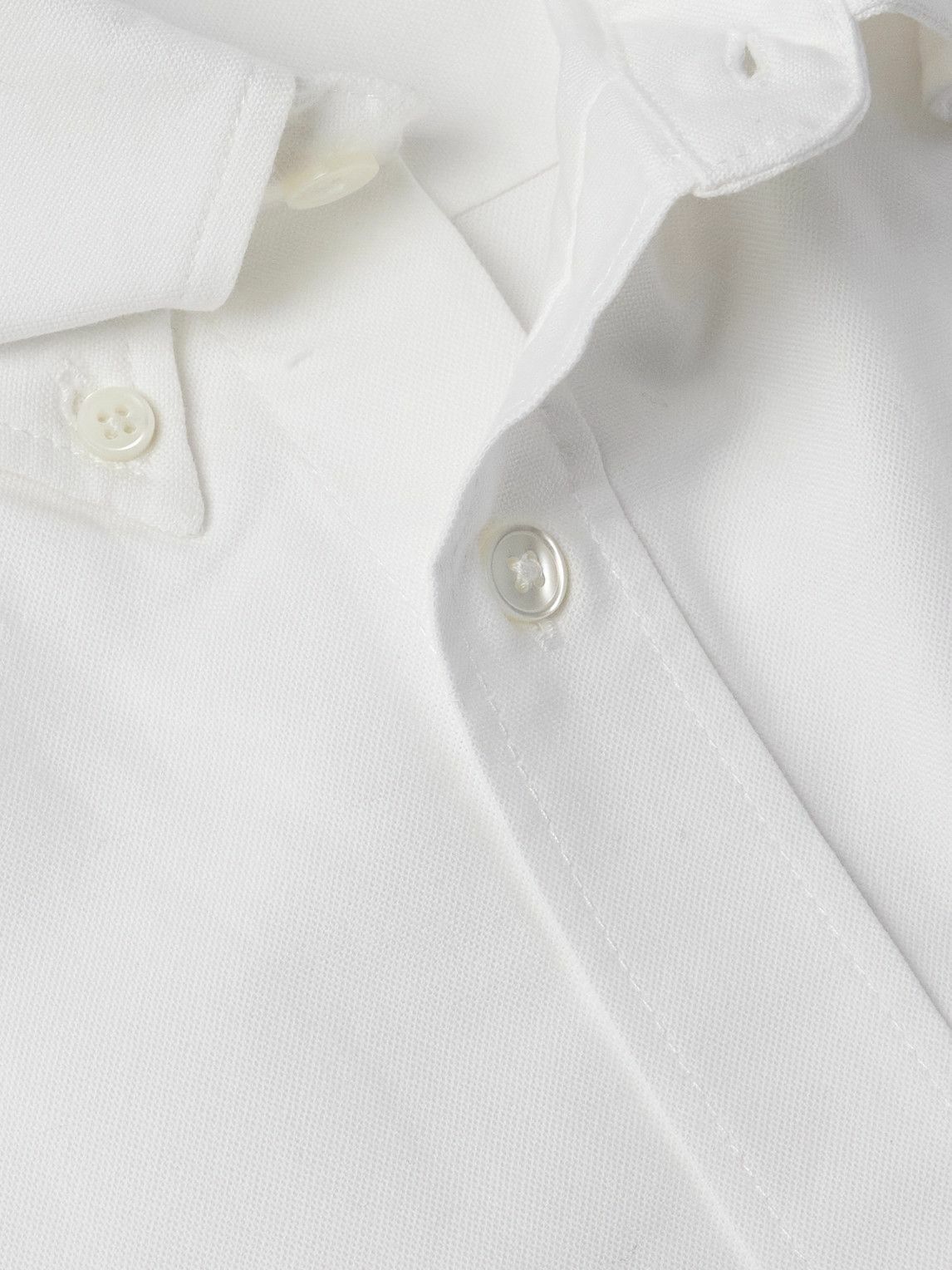 AMI PARIS - Button-Down Collar Logo-Embroidered Cotton Oxford Shirt - White