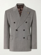 Versace - Double-Breasted Pinstriped Wool-Twill Blazer - Gray