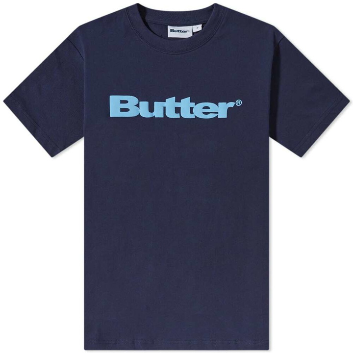 Photo: Butter Goods Men's Wordmark Puff T-Shirt in Navy