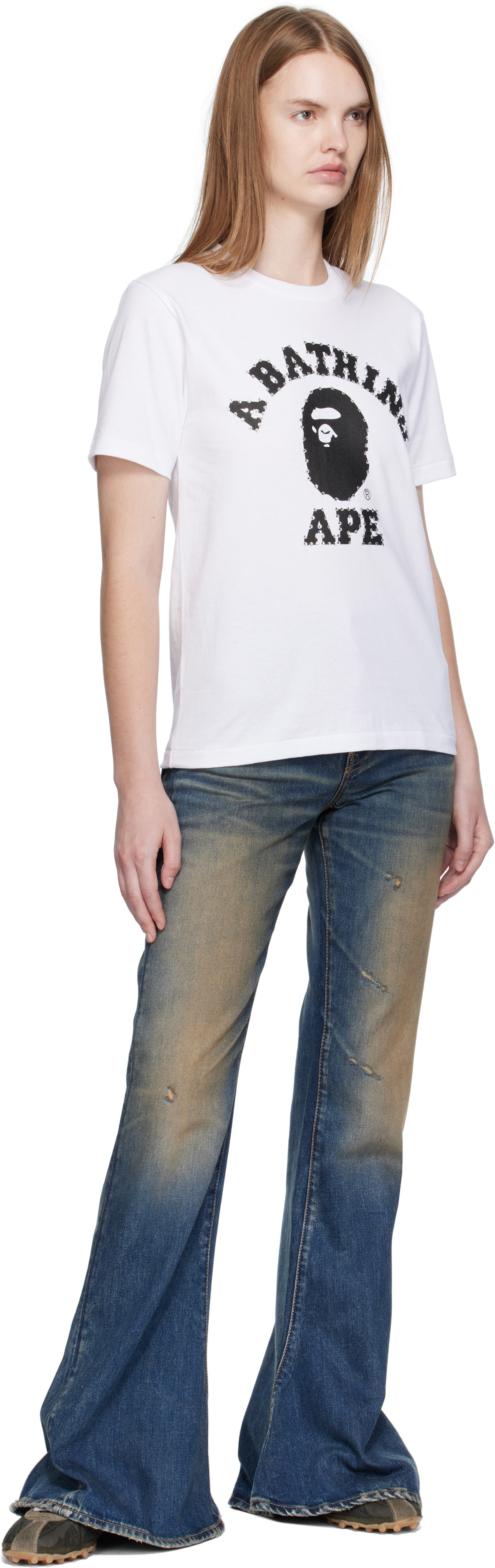 BAPE White Crystal Stone College T-shirt