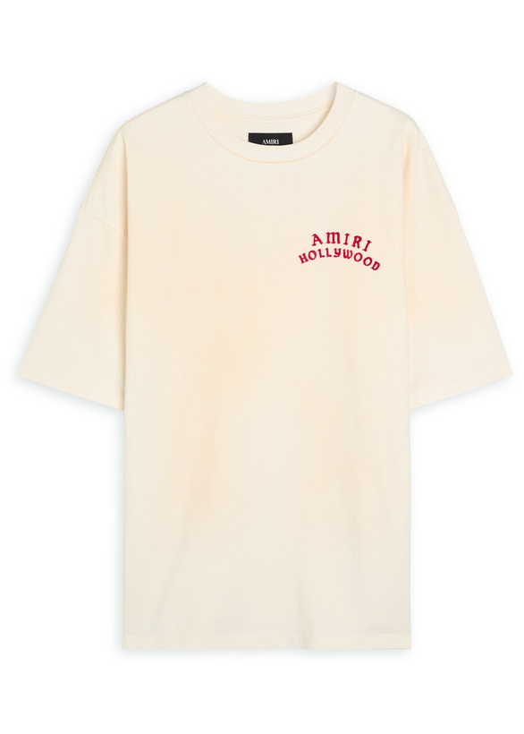 Photo: Amiri Hollywood Logo-appliquéd Cotton T-shirt Red
