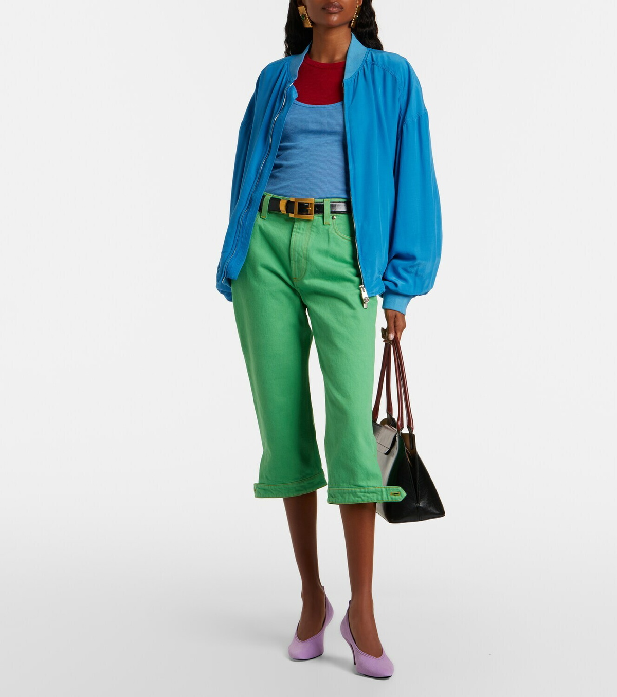 Versace Oversized silk poplin blouson jacket