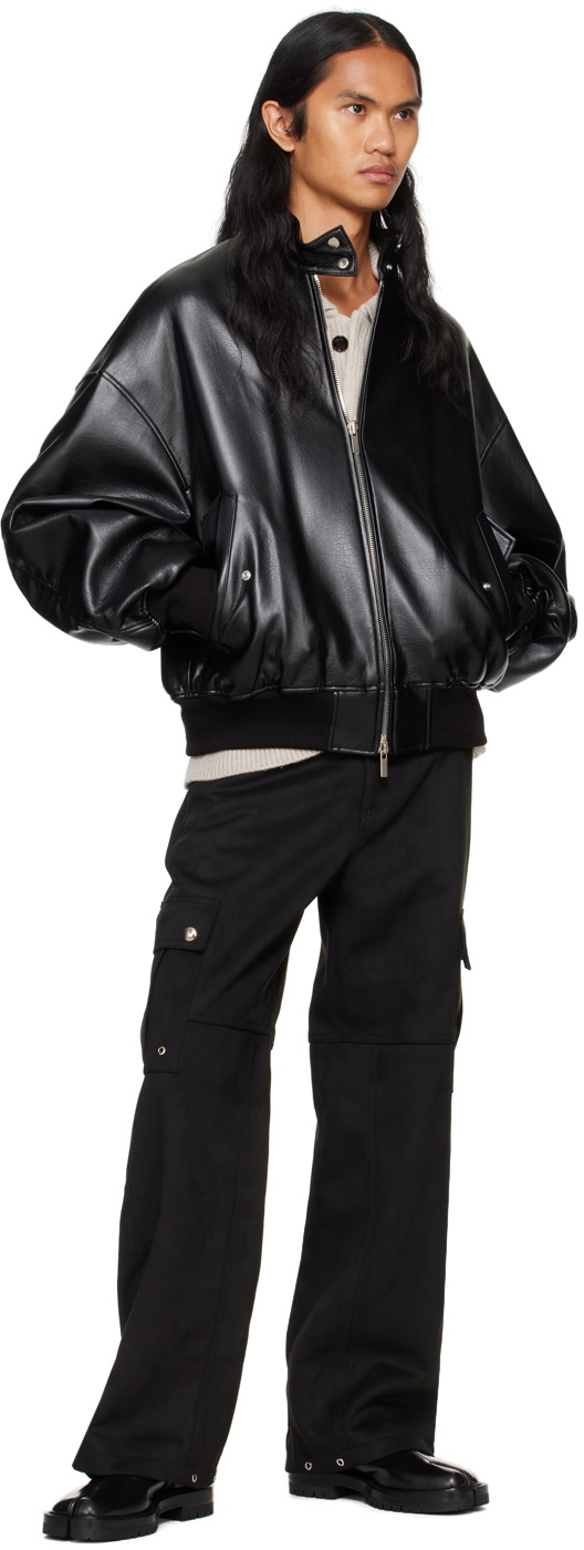 System Black Herrington Faux-Leather Jacket