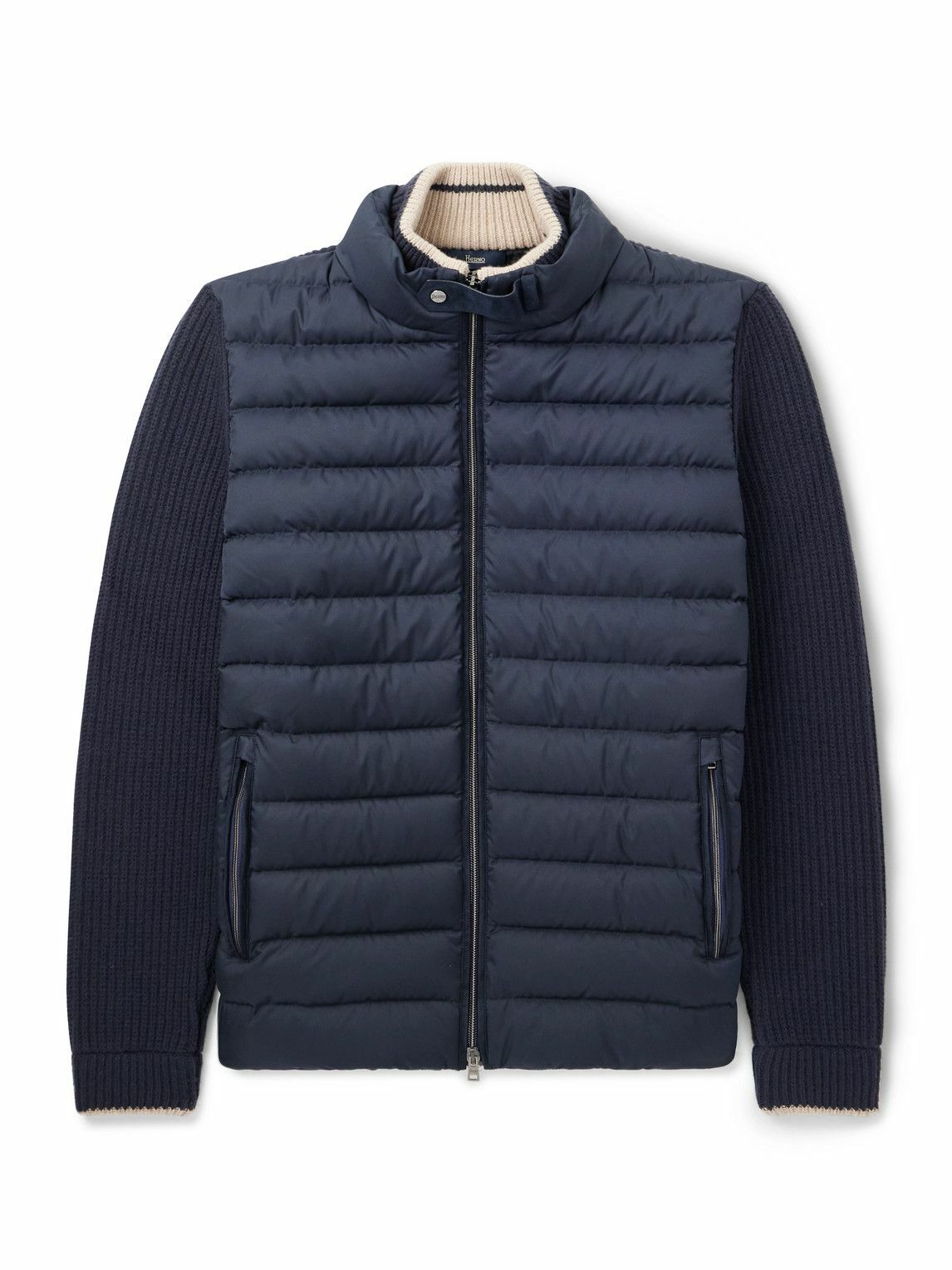 Herno - Slim-Fit Wool and Quilted Shell Down Jacket - Blue