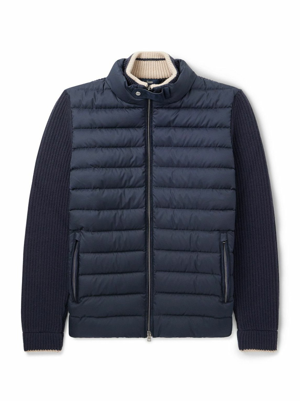 Photo: Herno - Slim-Fit Wool and Quilted Shell Down Jacket - Blue