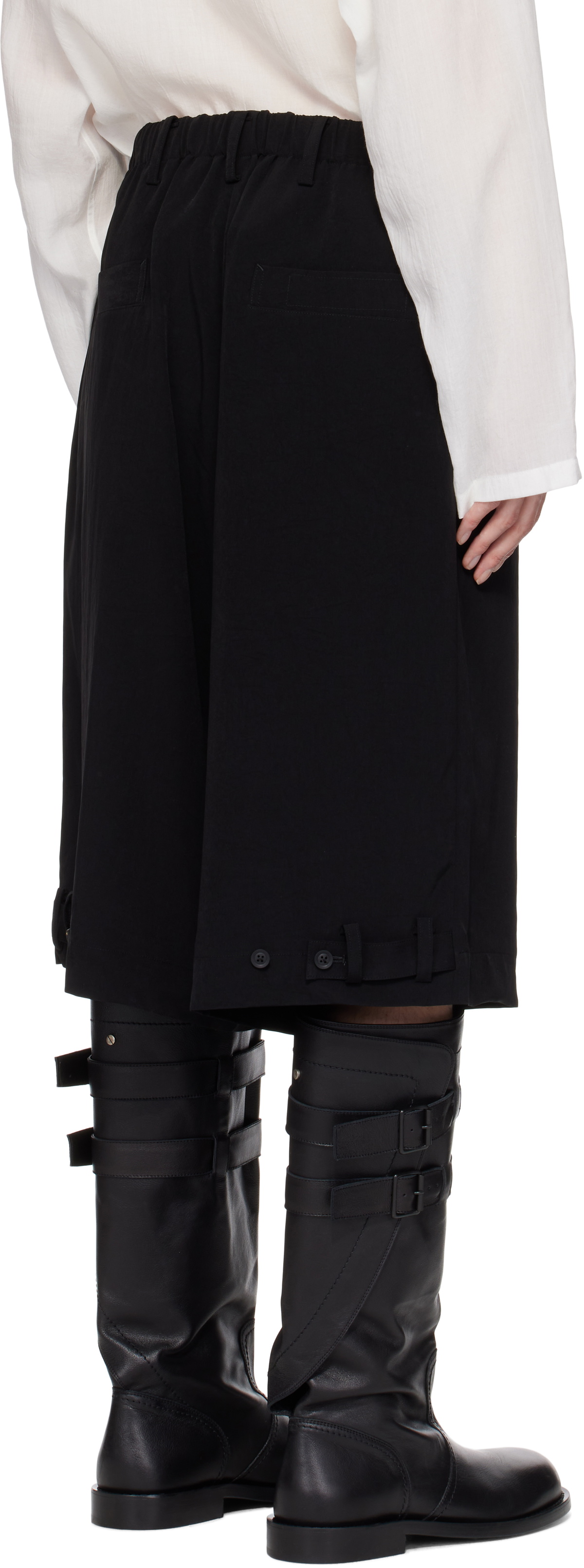 YOHJI YAMAMOTO Black Tab Half Shorts