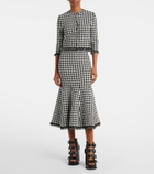 Alexander McQueen Houndstooth fringed jacquard cardigan