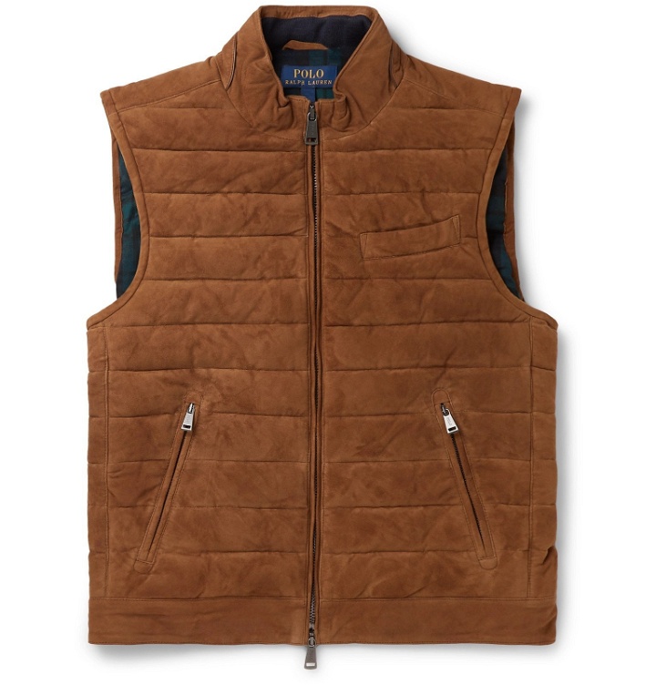 Photo: Polo Ralph Lauren - Quilted Suede Down Gilet - Brown