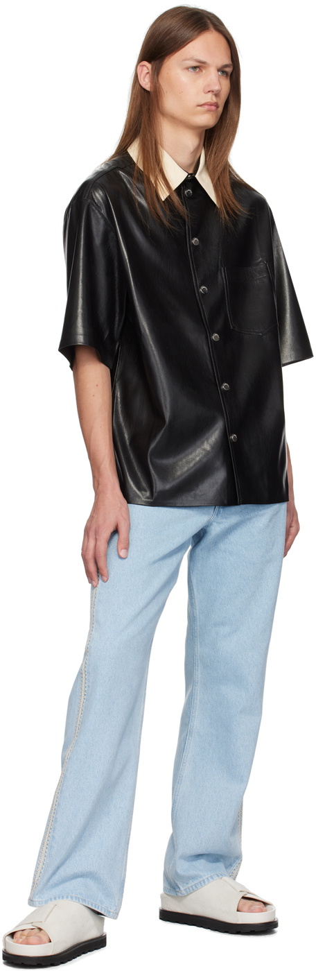 Nanushka Black Aksel Faux-Leather Shirt