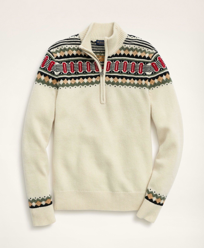 Photo: Brooks Brothers Men's Lambswool Nordic Rainbow Fair Isle Sweater | Ivory