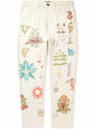 Karu Research - Small Talk Studio Straight-Leg Cropped Embellished Printed Jeans - White