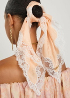 Chloe Romantic Lace-trimmed Silk-jacquard Scarf - Pink - One Size