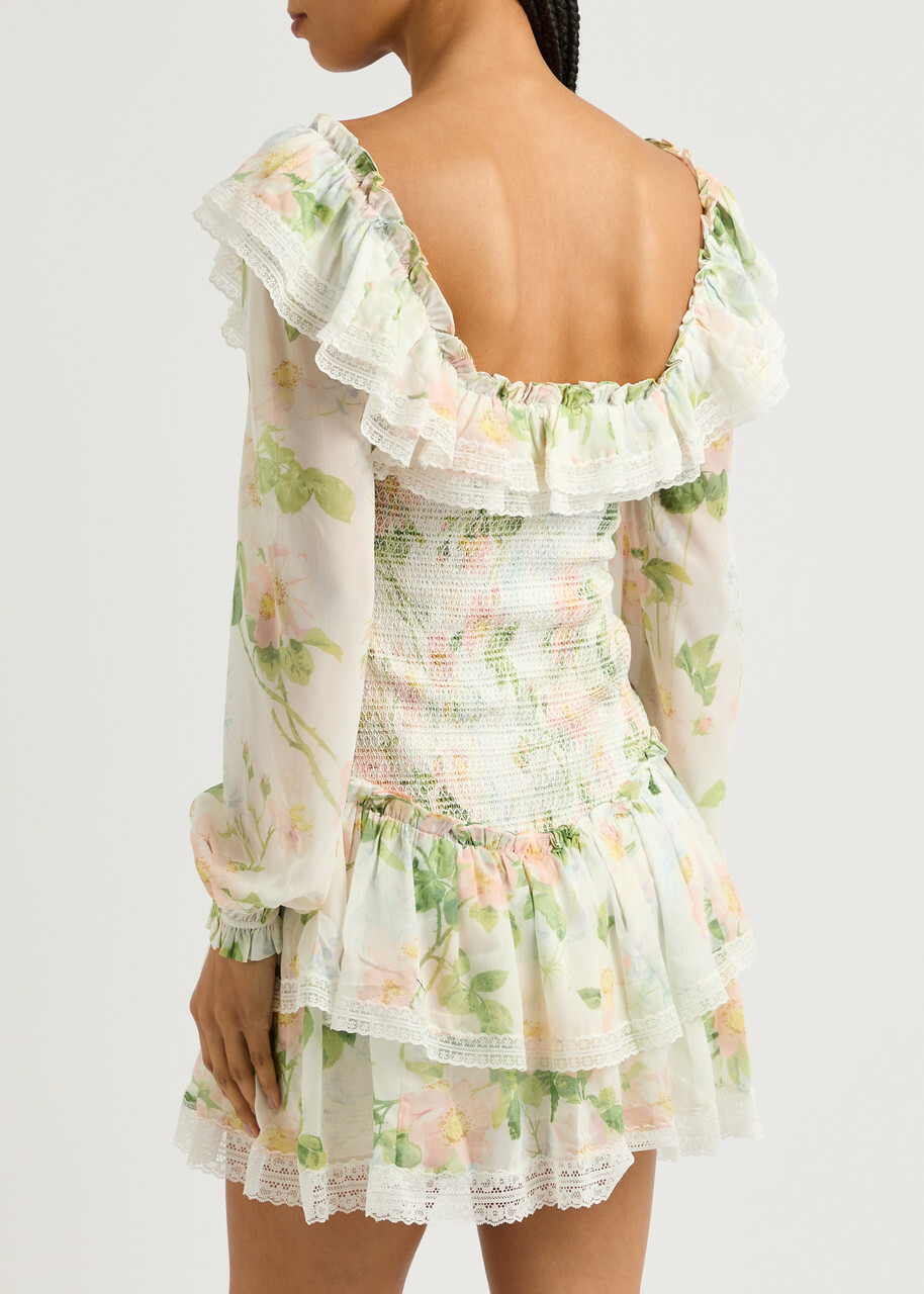 Needle & Thread Immortal Rose Poppy Smocked Mini Dress Multicoloured Needle  & Thread