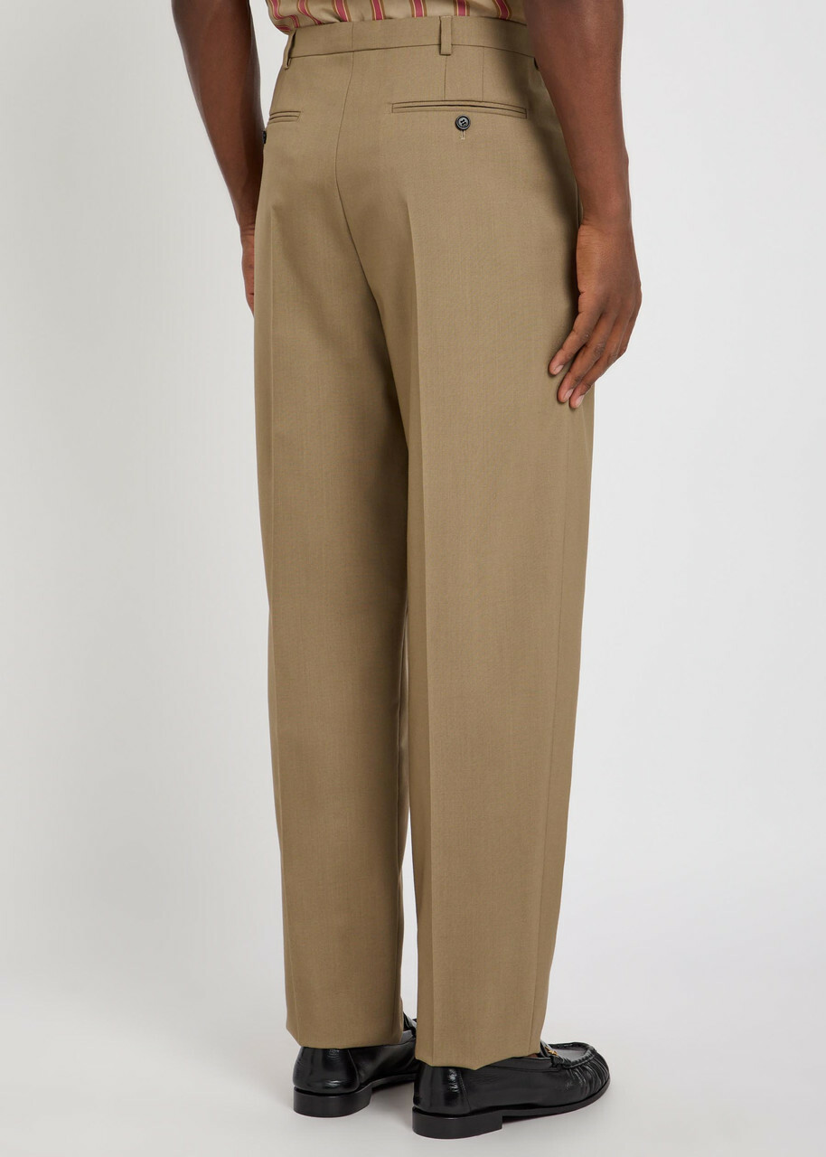 Saint Laurent Belted Wool and Mohair-blend Trousers Beige