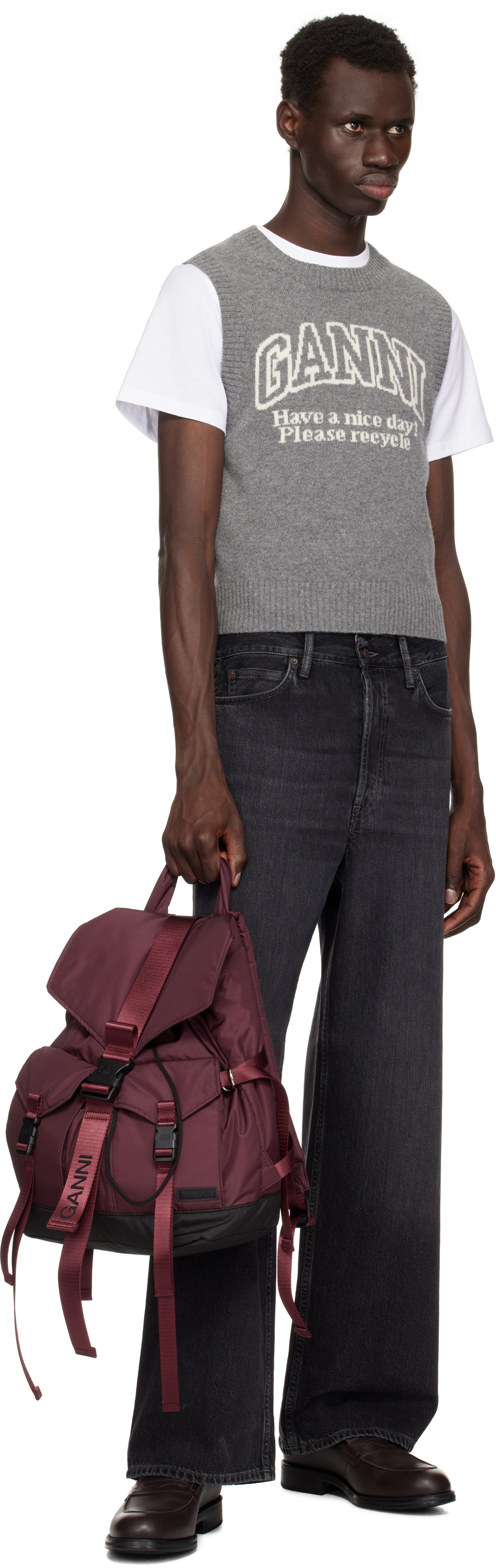 GANNI Burgundy Tech Backpack GANNI