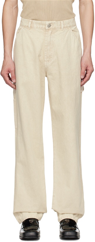 Photo: Awake NY Off-White Embroidered Trousers
