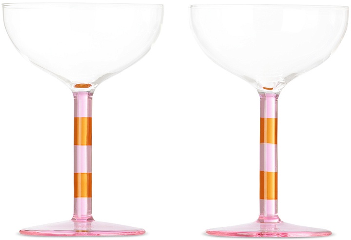 Photo: Fazeek Pink & Orange Striped Coupe Glasses Set