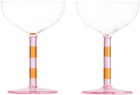 Fazeek Pink & Orange Striped Coupe Glasses Set