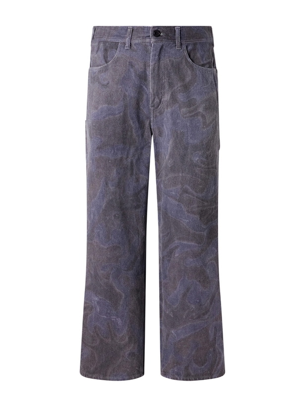 Photo: Blue Blue Japan - Painter Wide-Leg Sumi Nagashi Cotton-Sashiko Trousers - Gray