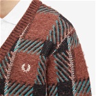 Fred Perry Men's Glitch Tartan Cardigan in Whisky Brown