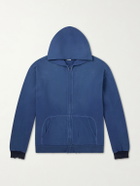A.PRESSE - Distressed Cotton-Jersey Zip-Up Hoodie - Blue