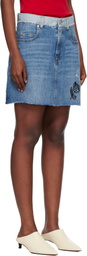 Marni Blue Stone Washed Patches Denim Miniskirt