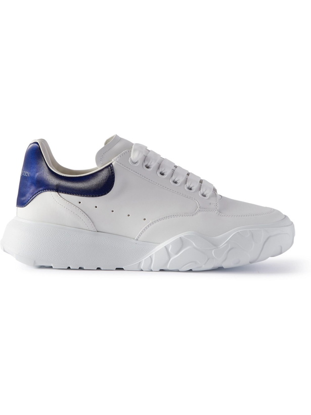 Photo: Alexander McQueen - Exaggerated-Sole Leather Sneakers - White