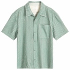Craig Green Men's Hand-Frayed Stripe Vacation Shirt in Green/Cream