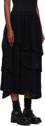 Noir Kei Ninomiya Black Tiered Flower Midi Skirt