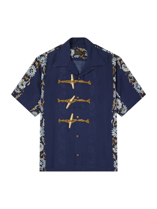 Photo: KAPITAL - Toggle & Maille Convertible-Collar Printed Woven Shirt - Blue