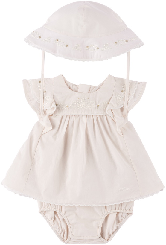 Photo: Chloé Baby Pink Embroidered Dress & Hat Set