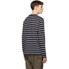 Junya Watanabe Navy Horizontal Stripes Long Sleeve T-Shirt