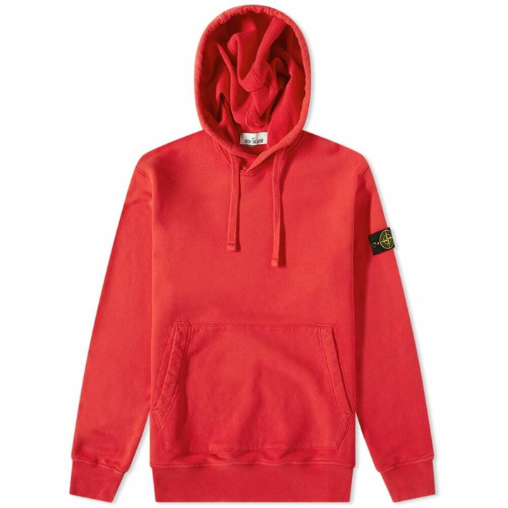 Photo: Stone Island Men's Brushed Cotton Popover Hoody in Red