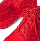 Balenciaga - Triple S Logo-Print Faux Leather Sneakers - Red