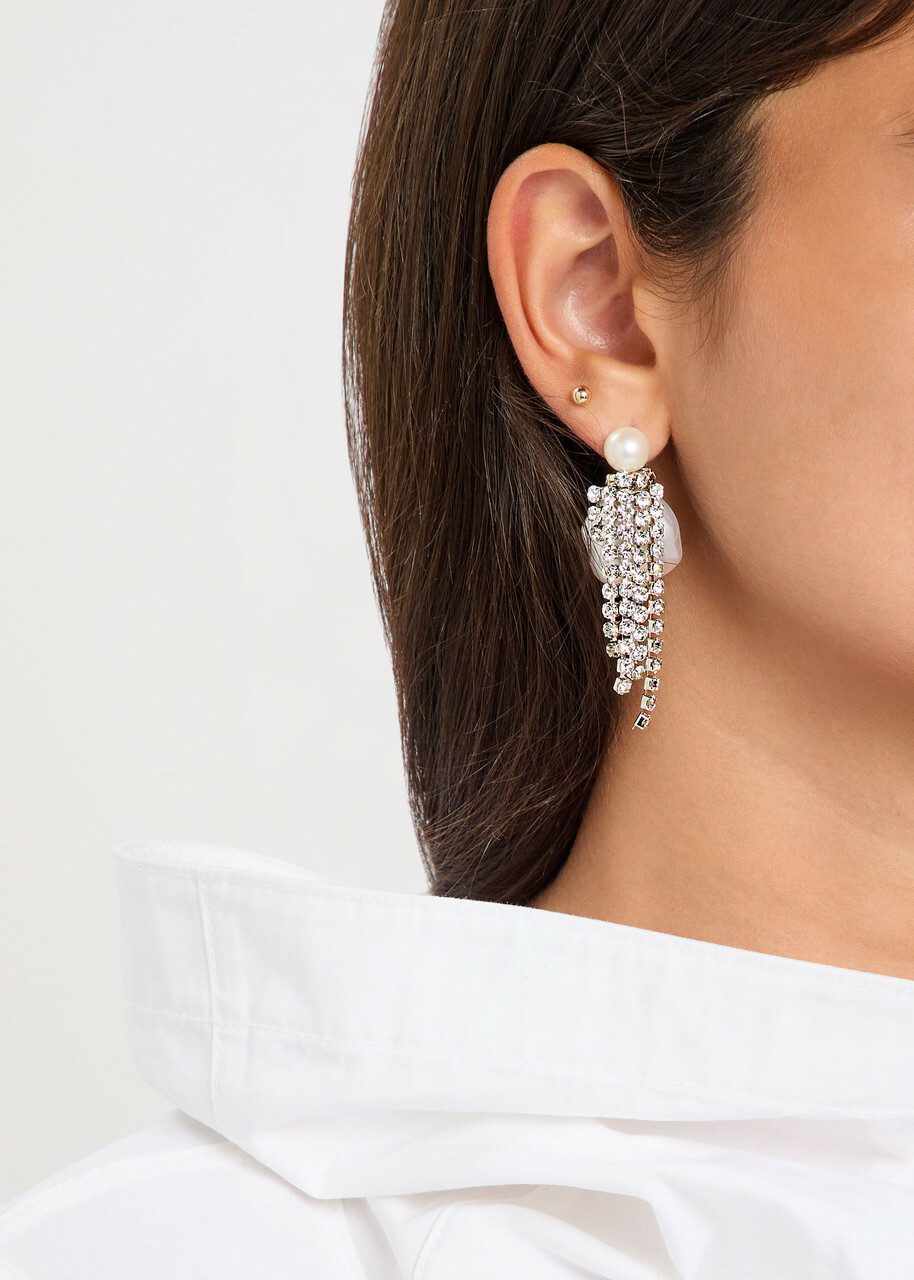 Completedworks Embellished Pearl and Rhodium-plated Drop Earrings - One Size
